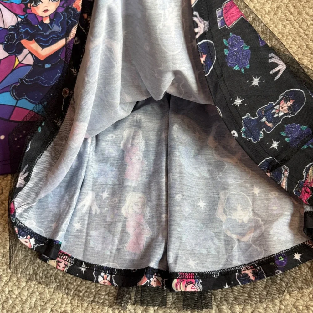 Wednesday Addams Graphic T-Shirt and Tulle‎ Tutu Skirt Set Kids Size 10/12